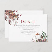 Donkere Herfst florals Rustieke bruiloft Details K Informatiekaartje (Voorkant / Achterkant)