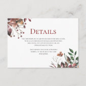 Donkere Herfst florals Rustieke bruiloft Details K Informatiekaartje (Voorkant)