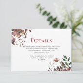 Donkere Herfst florals Rustieke bruiloft Details K Informatiekaartje (Staand voorkant)