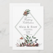Donkere Herfst Florals Wedding Party Kaart (Voorkant / Achterkant)