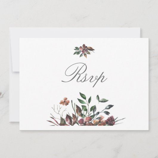 Donkere Herfst Florals Wedding Party Rsvp-kaart Kaart (Voorkant)