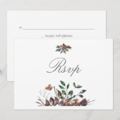 Donkere Herfst Florals Wedding Party Rsvp-kaart Kaart (Voorkant / Achterkant)