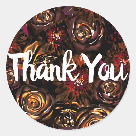 Donkere herfst gouden bloemen vieren bruiloft ronde sticker (Voorkant)