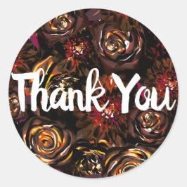 Donkere herfst gouden bloemen vieren bruiloft ronde sticker