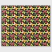 Donkere herfstpatroon cadeaupapier (Vlak)