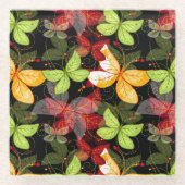 Donkere herfstpatroon glazen onderzetter (Voorkant)