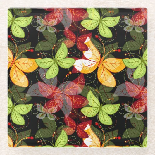 Donkere herfstpatroon glazen onderzetter (Voorkant)
