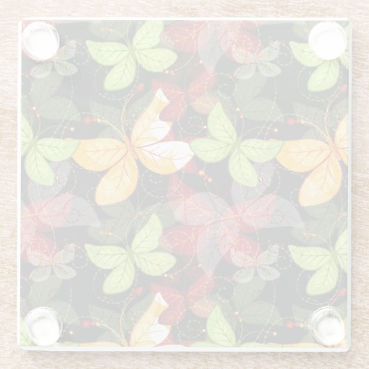 Donkere herfstpatroon glazen onderzetter (Achterkant)