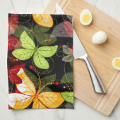 Donkere herfstpatroon theedoek (Quarter Fold)