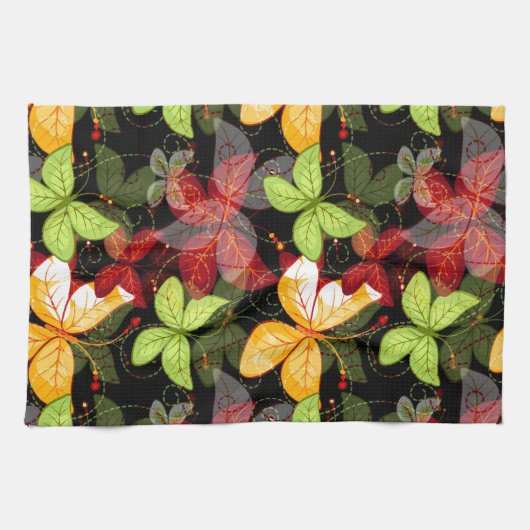 Donkere herfstpatroon theedoek (Horizontaal)