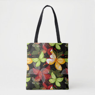 Donkere herfstpatroon tote bag
