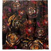 Donkere herfsttuin gloed bloemen val douchegordijn (Voorkant)