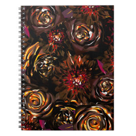 Donkere herfsttuin gloed bloemen val notitieboek