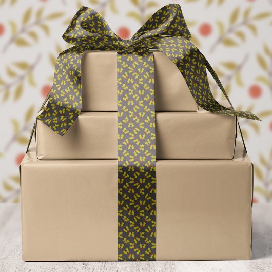 Donkere Holly en bessen Kerstmis Satijnen Lint