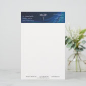 Donkere holografische 3D medische chroom caduceus Briefpapier (Staand voorkant)