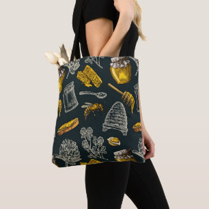 Donkere Honing Bijenkorf Vintage Biologische Natuu Tote Bag