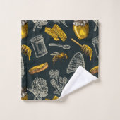 Donkere Honingbij Bijenkorf Geel  Organisch Chic Bad Handdoek (Wasdoekje)