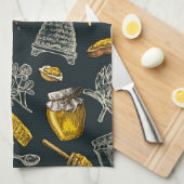 Donkere honingbijenbijenkorel  natuurlijk theedoek (Quarter Fold)