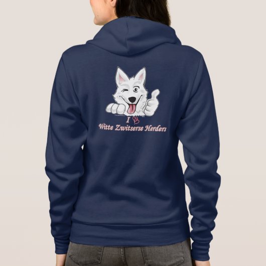 Donkere Hoodie met Zwitserse Witte Herder (Achterkant)