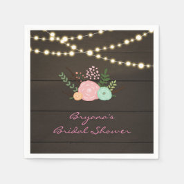 Donkere hout en bijtende Floral en luchten Napkins Servet