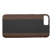 Donkere hout en koolstofvezel Stripe iPhone 7 hoes (Achterkant (Horizontaal))