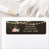 Donkere hout & rustieke bloem & lichten adreslabel etiket (Insitu)