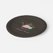 Donkere hout & rustieke bloemrijke chic papieren b bordje (Gekanteld)