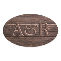 Donkere houten effect Sticker monogram,