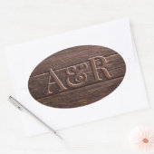 Donkere houten effect Sticker monogram, (Envelop)