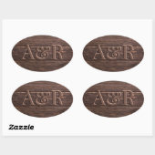 Donkere houten effect Sticker monogram, (Vel)