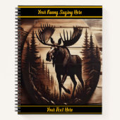 Donkere houten eland op rustieke achtergrond notitieboek (Voorkant)