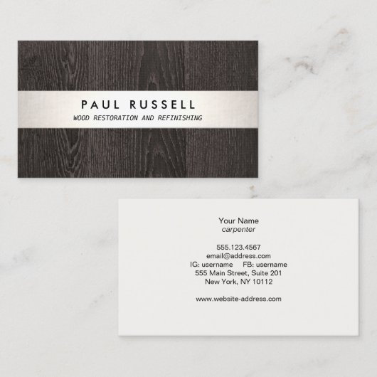 Donkere Houten Graan Rustieke Timmerwerk en Vloere Visitekaartje (Voorkant / Achterkant)
