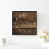Donkere houten planken vierkante klok (Huis)