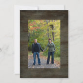 Donkere houten Save the Date foto kant roze horten Kaart (Achterkant)