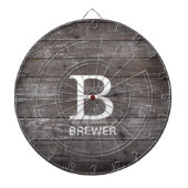 Donkere houtextuur Monogram dartboard Dartbord (Voorkant)