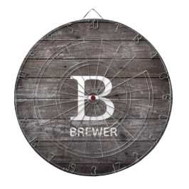 Donkere houtextuur Monogram dartboard Dartbord