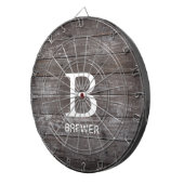 Donkere houtextuur Monogram dartboard Dartbord (Voorkant Rechts)