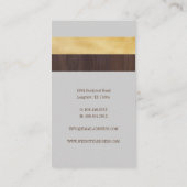 Donkere Houtkorrel, Goud & Grijze Streep Moderne R Visitekaartje (Achterkant)