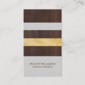 Donkere Houtkorrel, Goud & Grijze Streep Moderne R Visitekaartje (Voorkant)