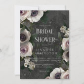 Donkere houtskool Elegant bloemig modern Vrijgezel Kaart (Voorkant)