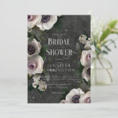 Donkere houtskool Elegant bloemig modern Vrijgezel Kaart (Staand voorkant)