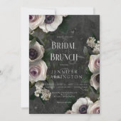 Donkere houtskool Elegante bloemenmoderne bruids b Kaart (Voorkant)