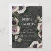 Donkere houtskool Elegante bloemenmoderne bruids l Kaart (Voorkant)