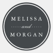 Donkere houtskool en persoonlijk huwelijk ronde sticker (Voorkant)