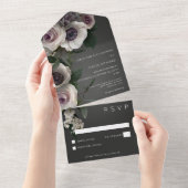 Donkere houtskool en witte houtskool Modern No Din All In One Uitnodiging (Afscheurbaar)