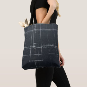 Donkere Houtskool Geometrische Architecturale Lijn Tote Bag