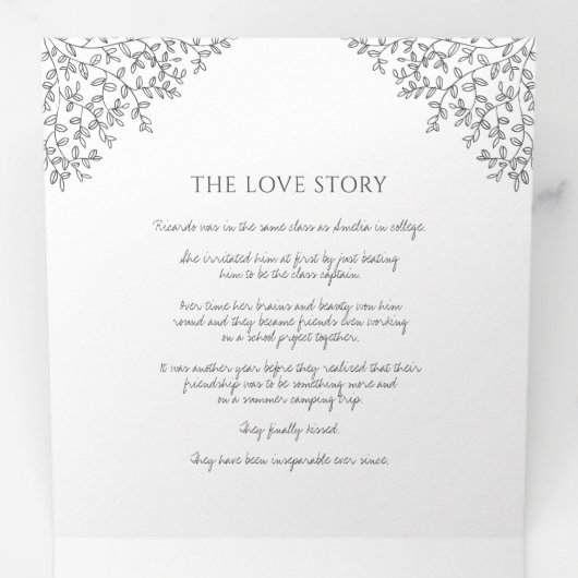 Donkere houtskool grijze monogram kunst liefdesver drieluik programma (Binnenzijde eerst)