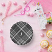 Donkere houtskool Grijze tonnen met monogram Papieren Kommen (Feest)