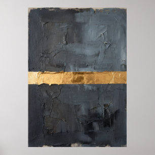 Donkere Houtskool Impasto Gouden Metalen Band Luxe Poster
