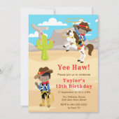 Donkere huid Cowboy Verjaardagsfeestje Kaart (Voorkant)